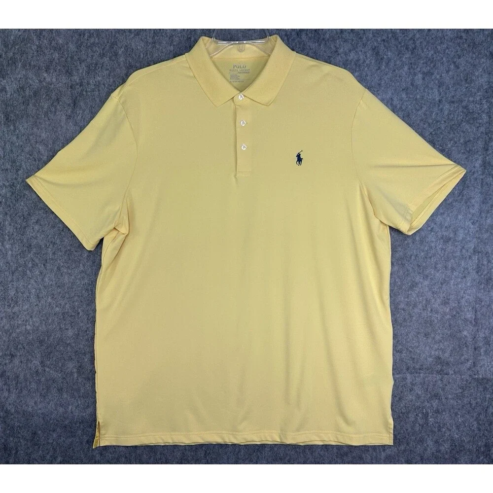 Polo Ralph Lauren Performance Polo Shirt Men's XL Yellow Stretch